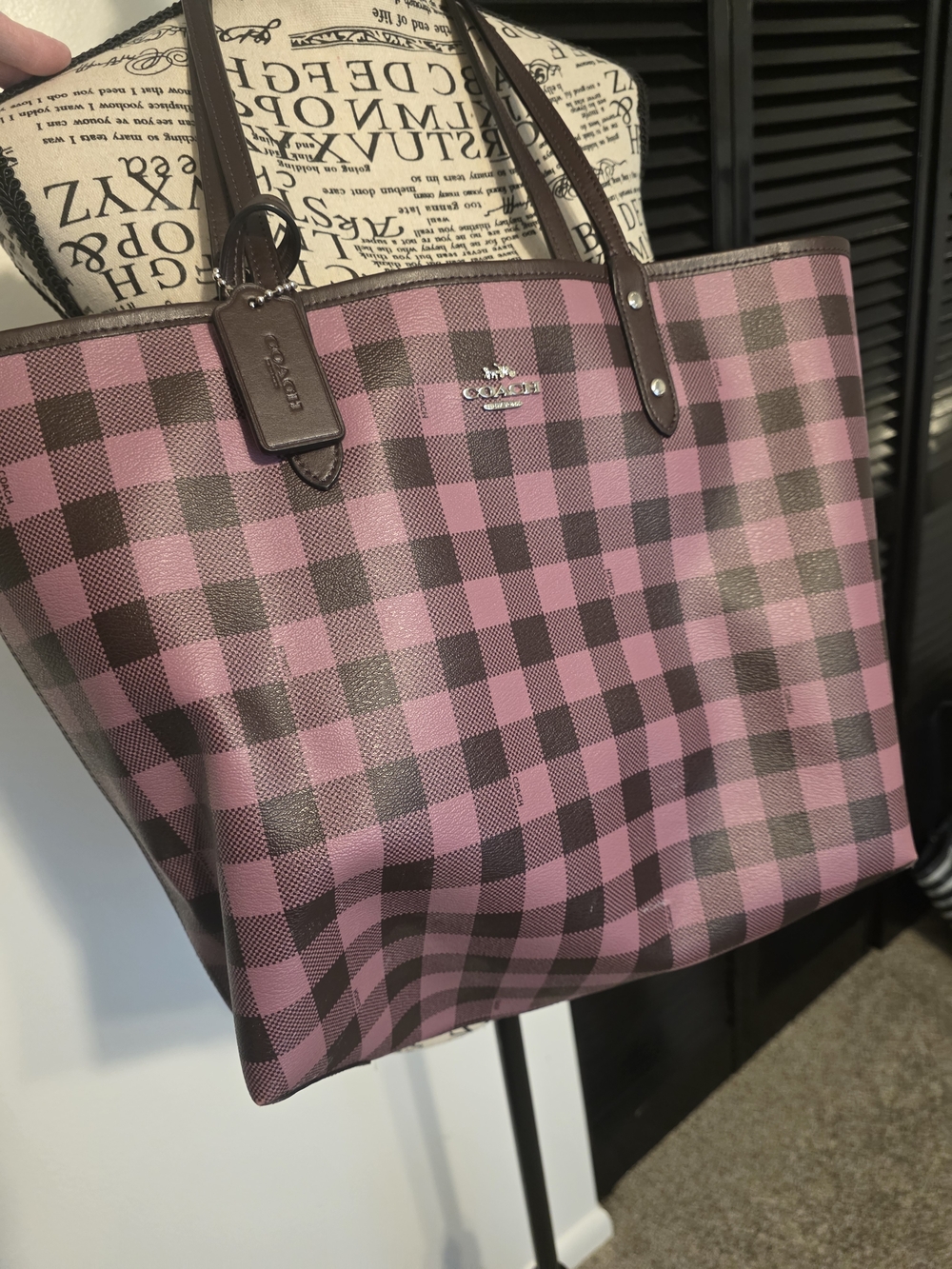 Coach Pink Plaid Tote Bag